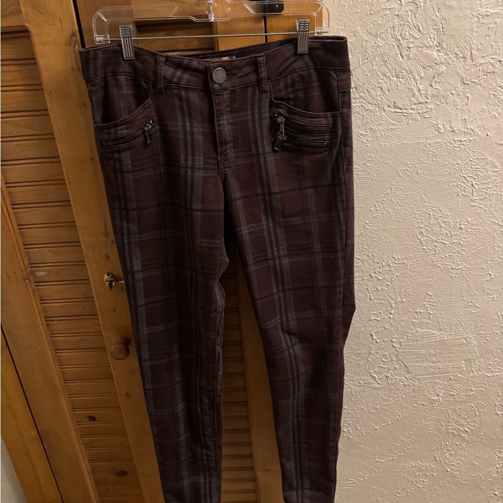 Democracy Plaid Pants with Zipper Pockets